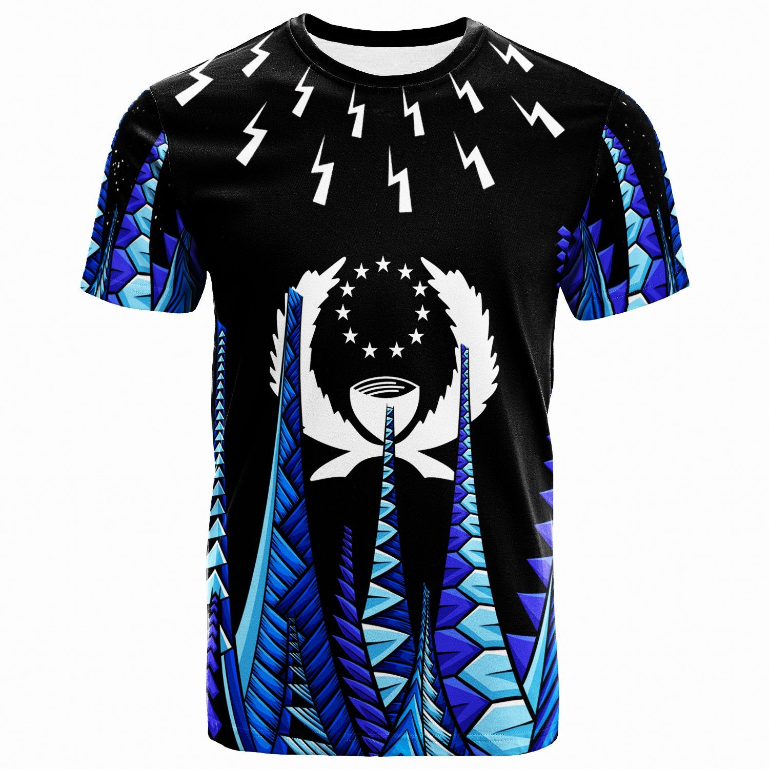 Pohnpei T Shirt Thunder Bolt Seamless Pattern Unisex Black - Polynesian Pride