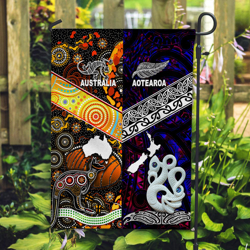 New Zealand Maori Aotearoa And Australia Aboriginal Flag Together - Purple LT8 - Polynesian Pride