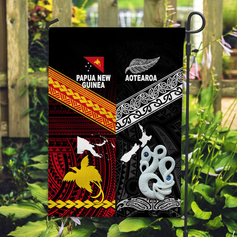 New Zealand And Papua New Guinea Flag Together - Black LT8 - Polynesian Pride