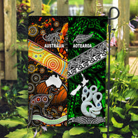 New Zealand Maori Aotearoa And Australia Aboriginal Flag Together - Green LT8 House Flag - Polynesian Pride