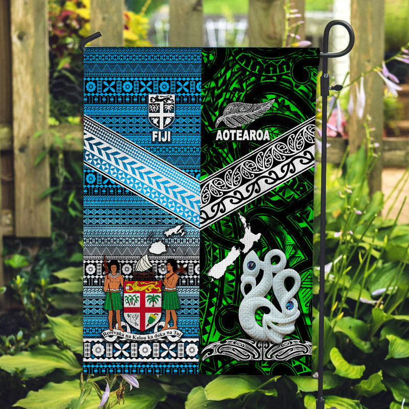 New Zealand And Fiji Flag Together - Green LT8 - Polynesian Pride