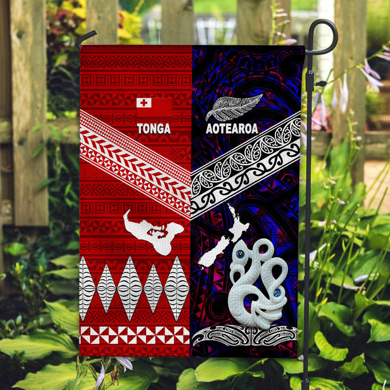 New Zealand And Tonga Flag Together - Purple LT8 House Flag - Polynesian Pride