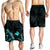 Papua New Guinea Polynesian Men's Shorts - Turtle With Blooming Hibiscus Turquoise - Polynesian Pride