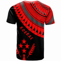 Kosrae Custom T Shirt Ginger Lei Red Pattern - Polynesian Pride