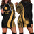 Marshall Islands Women's Hoodie Dress - Gold Polynesian Tentacle Tribal Pattern Gold - Polynesian Pride