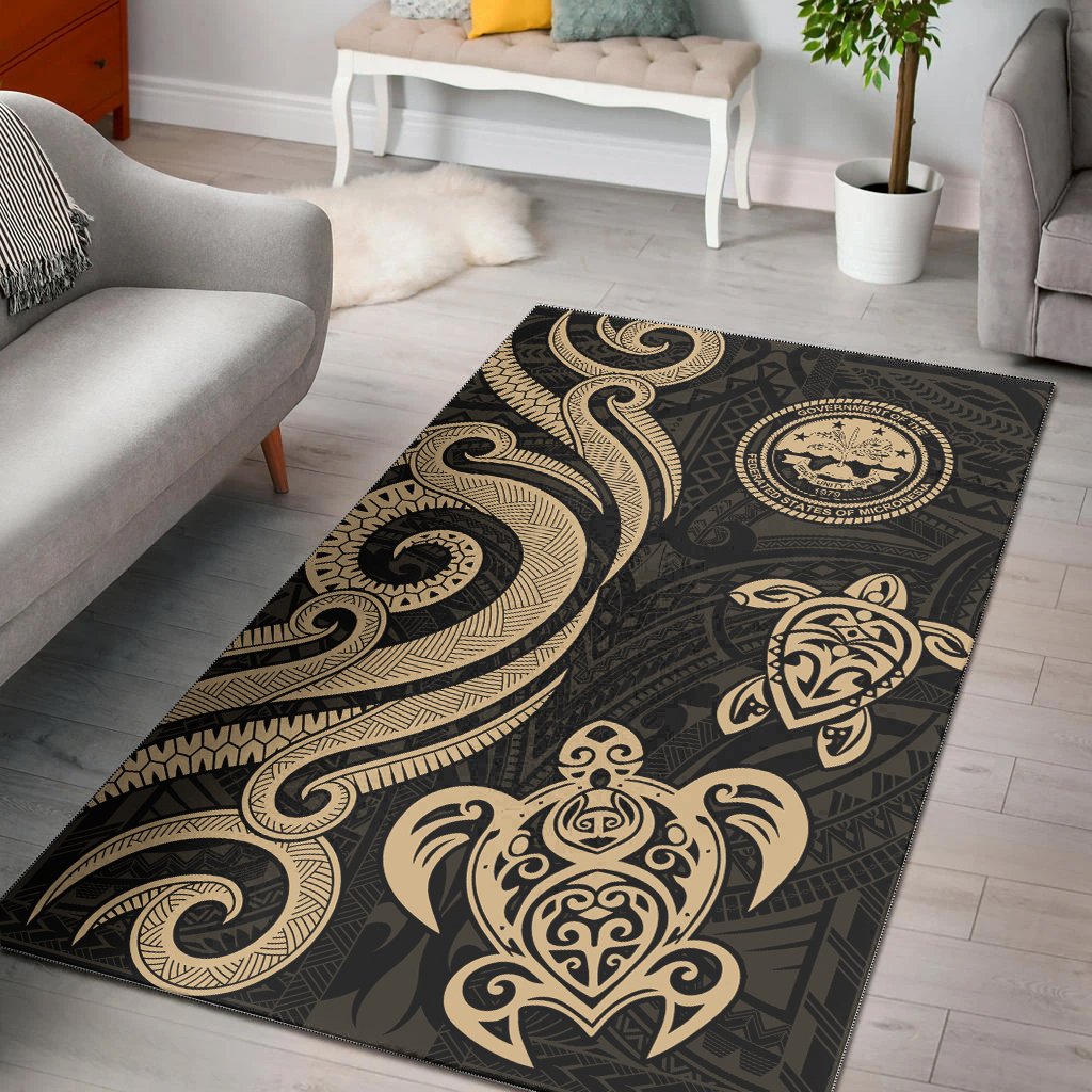 Federated States of Micronesia Area Rug - Gold Tentacle Turtle Gold - Polynesian Pride