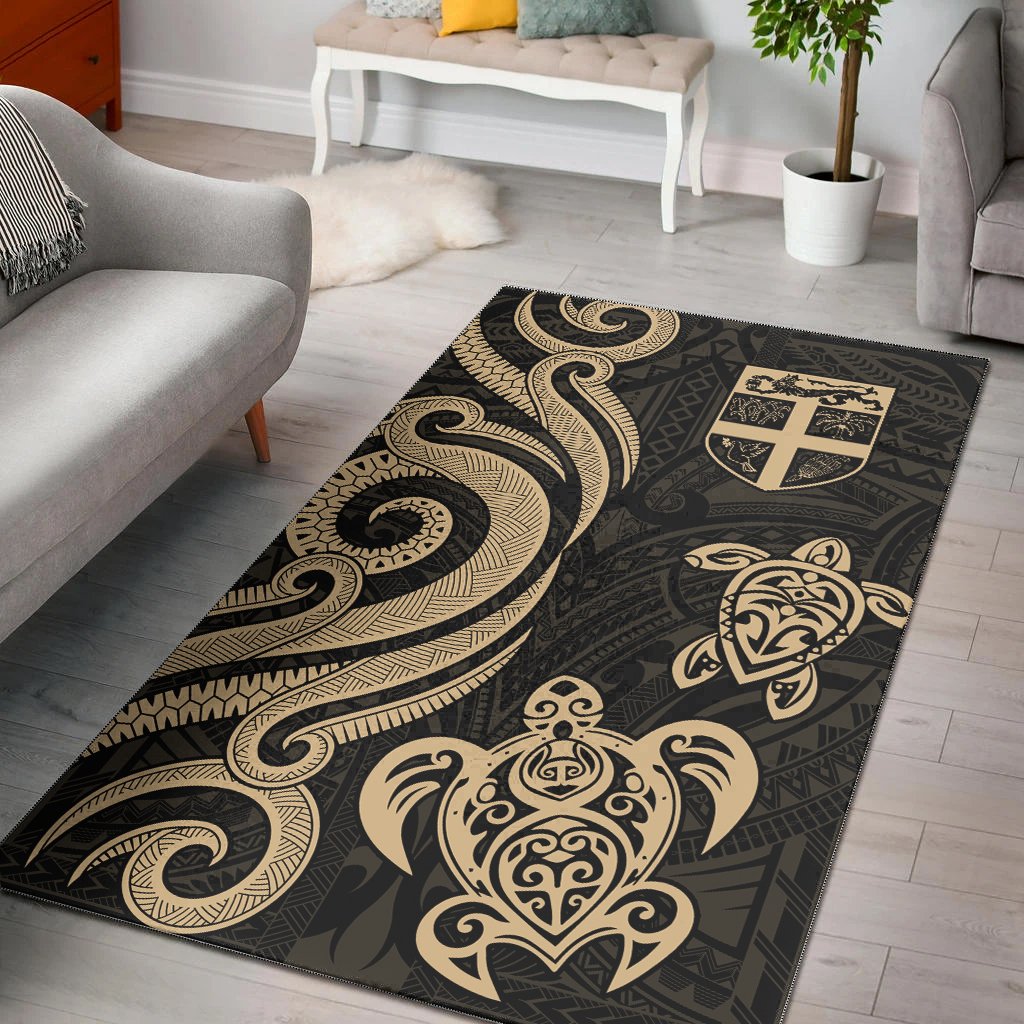 Fiji Area Rug - Gold Tentacle Turtle Reggae - Polynesian Pride