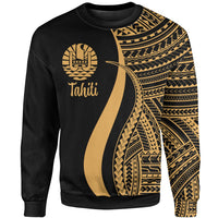 Tahiti Sweatshirt - Gold Polynesian Tentacle Tribal Pattern Unisex Gold - Polynesian Pride
