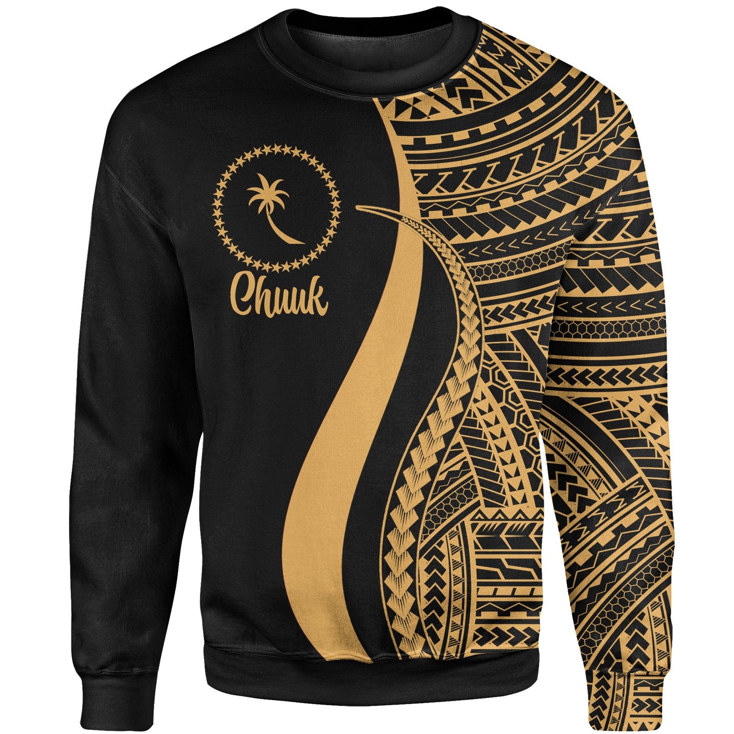 Chuuk Sweatshirt - Gold Polynesian Tentacle Tribal Pattern Unisex Gold - Polynesian Pride