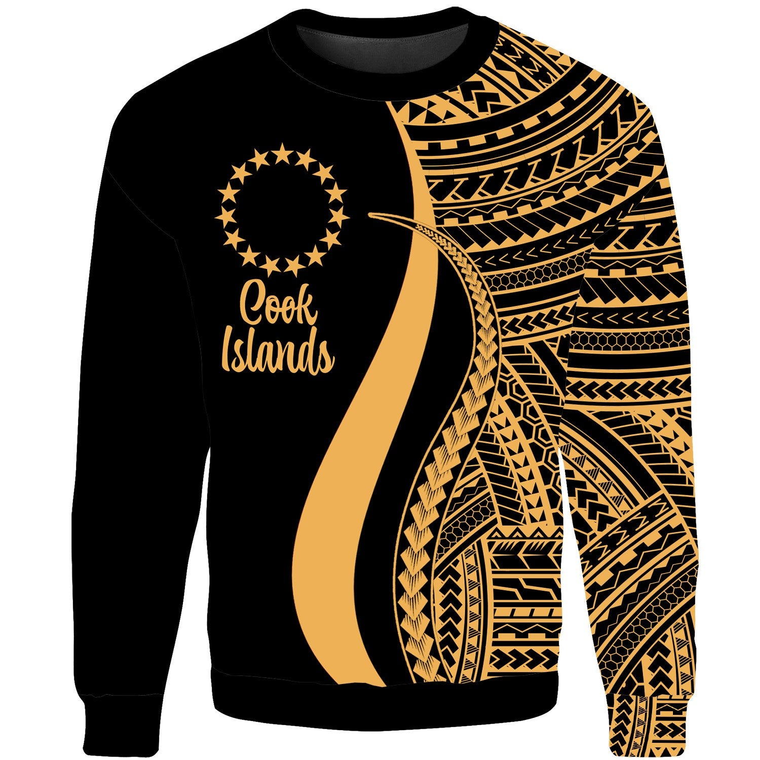 Cook Islands Sweatshirt - Gold Polynesian Tentacle Tribal Pattern Unisex Gold - Polynesian Pride