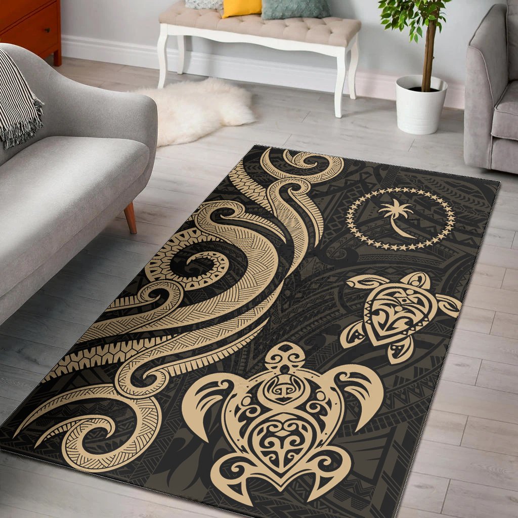 Chuuk Area Rug - Gold Tentacle Turtle Gold - Polynesian Pride