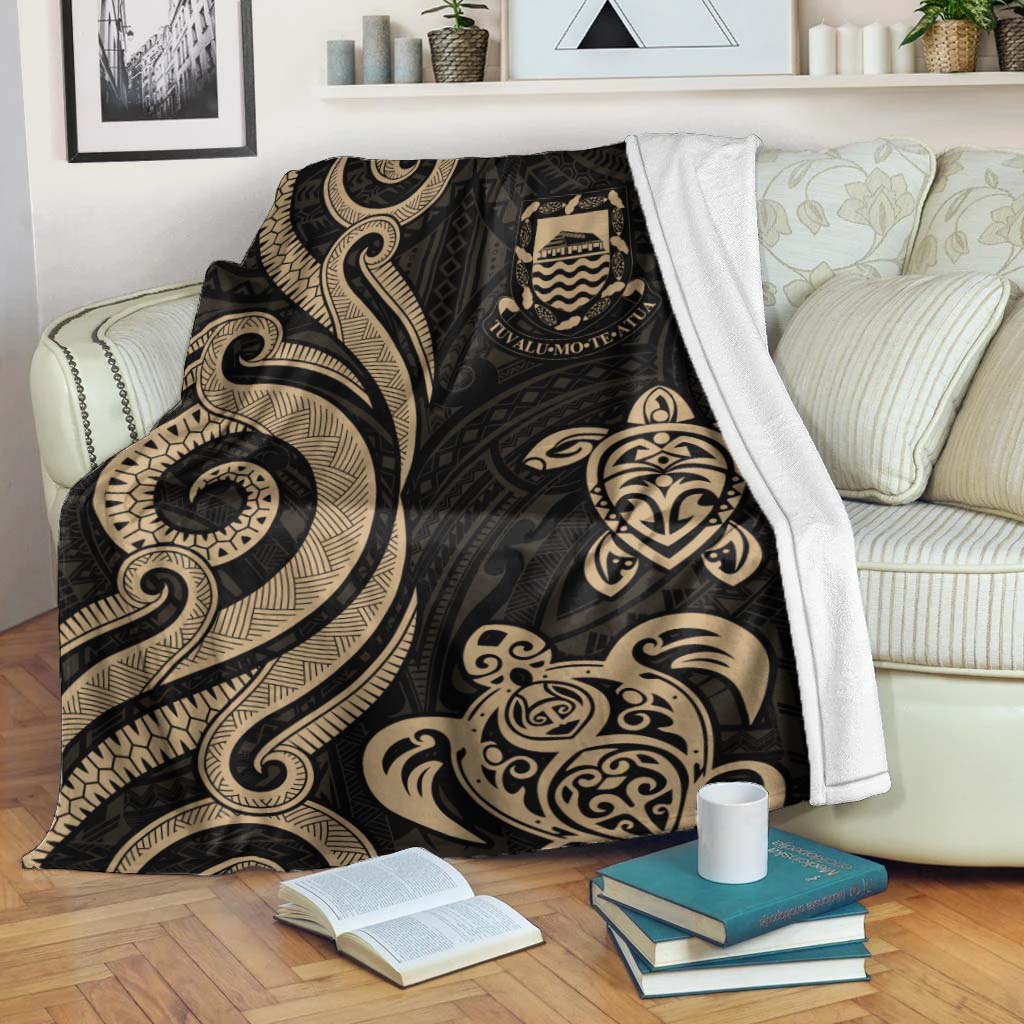 Tuvalu Premium Blanket - Gold Tentacle Turtle White - Polynesian Pride