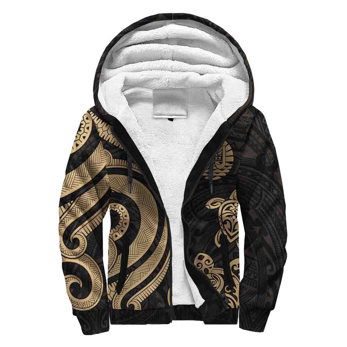 Tahiti Sherpa Hoodie - Gold Tentacle Turtle Gold - Polynesian Pride