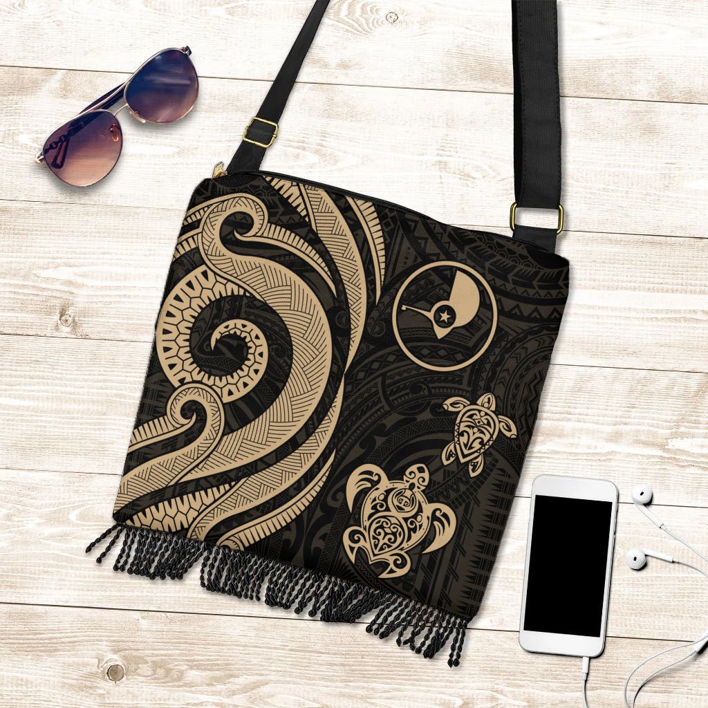 Yap Boho Handbag - Gold Tentacle Turtle Boho Handbag One Size Gold - Polynesian Pride