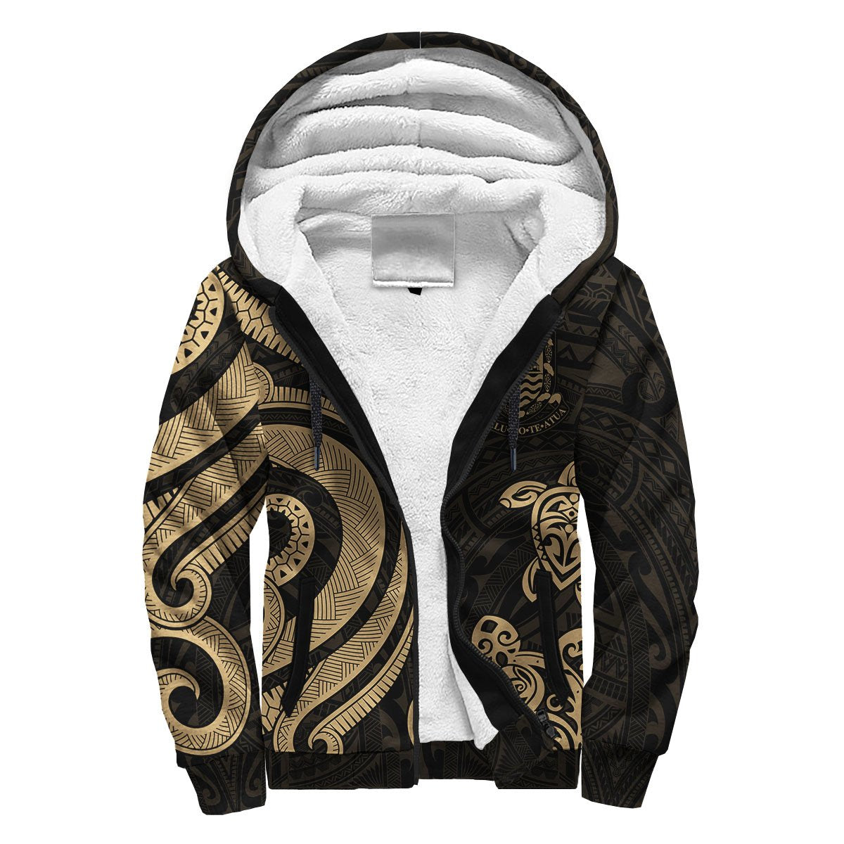 Tuvalu Sherpa Hoodie - Gold Tentacle Turtle Gold - Polynesian Pride