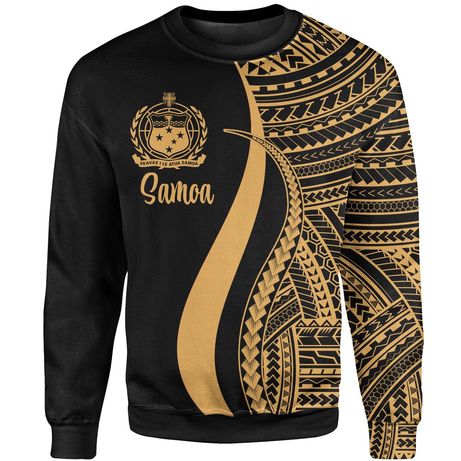 Samoa Sweatshirt - Gold Polynesian Tentacle Tribal Pattern Unisex Gold - Polynesian Pride