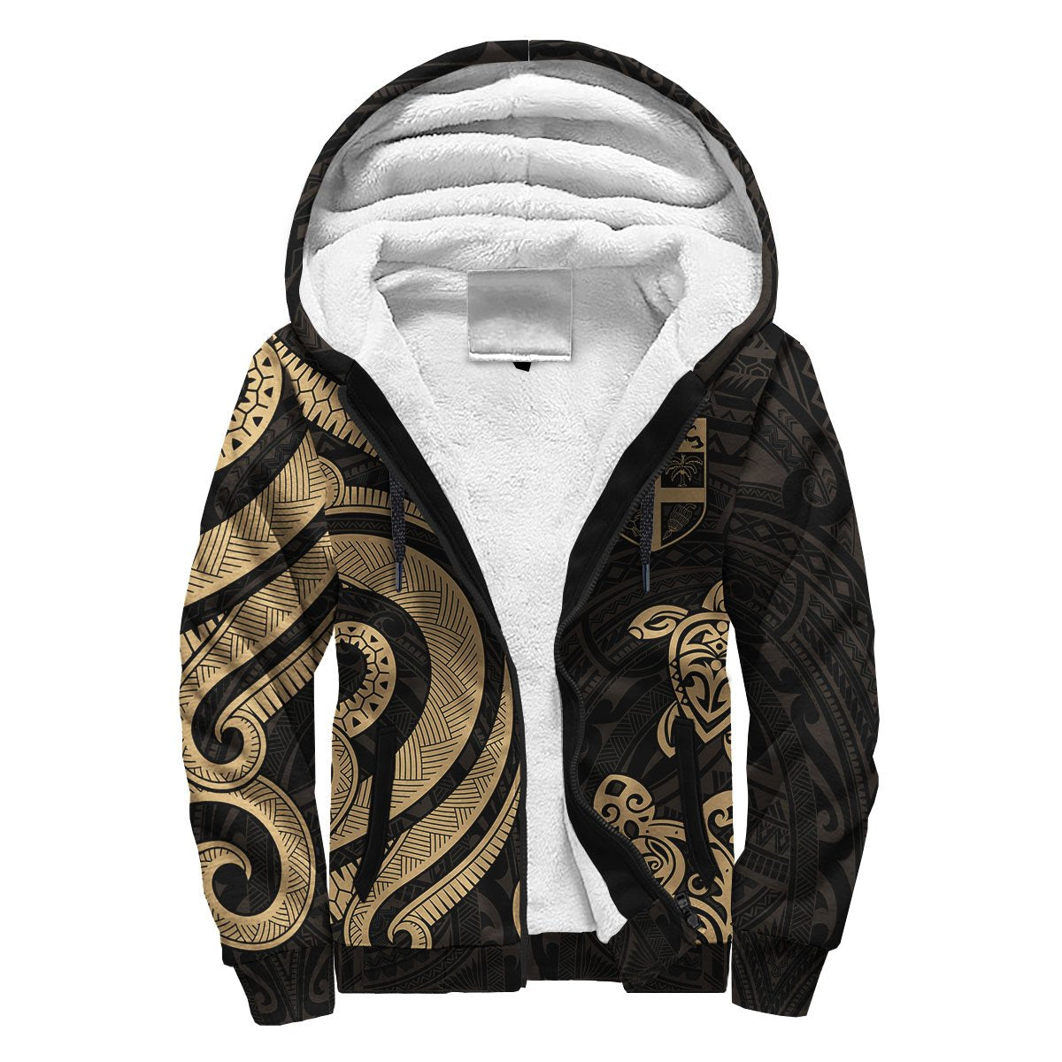 Fiji Sherpa Hoodie - Gold Tentacle Turtle Gold - Polynesian Pride