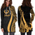 Pohnpei Women's Hoodie Dress - Gold Polynesian Tentacle Tribal Pattern - Polynesian Pride