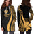 Wallis and Futuna Women's Hoodie Dress - Gold Polynesian Tentacle Tribal Pattern - Polynesian Pride