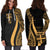 Fiji Women's Hoodie Dress - Gold Polynesian Tentacle Tribal Pattern - Polynesian Pride