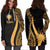 Nauru Women's Hoodie Dress - Gold Polynesian Tentacle Tribal Pattern - Polynesian Pride