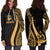 Vanuatu Women's Hoodie Dress - Gold Polynesian Tentacle Tribal Pattern - Polynesian Pride