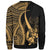 Tonga Custom Personalised Sweatshirt - Gold Polynesian Tentacle Tribal Pattern - Polynesian Pride