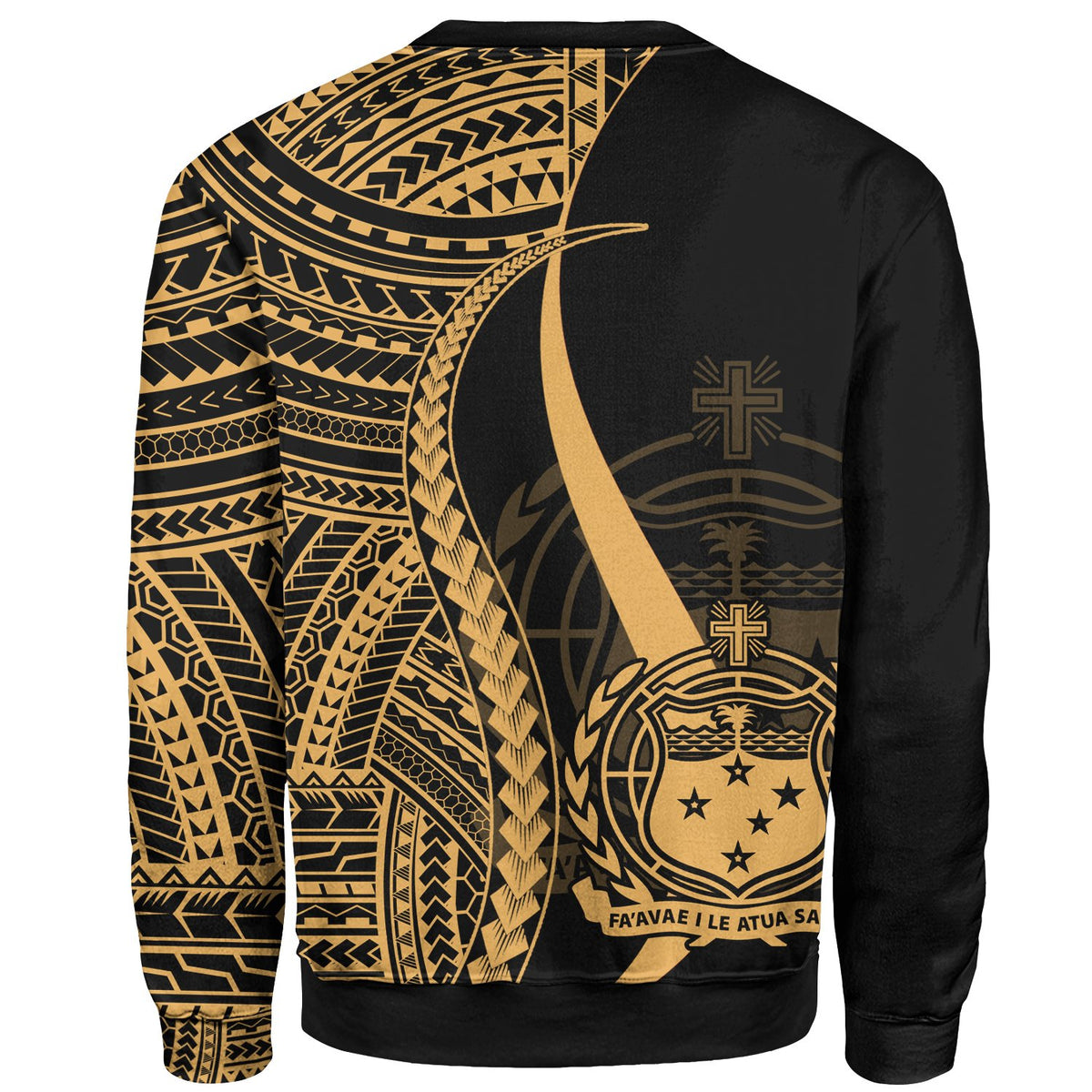 Samoa Custom Personalised Sweatshirt - Gold Polynesian Tentacle Tribal Pattern - Polynesian Pride