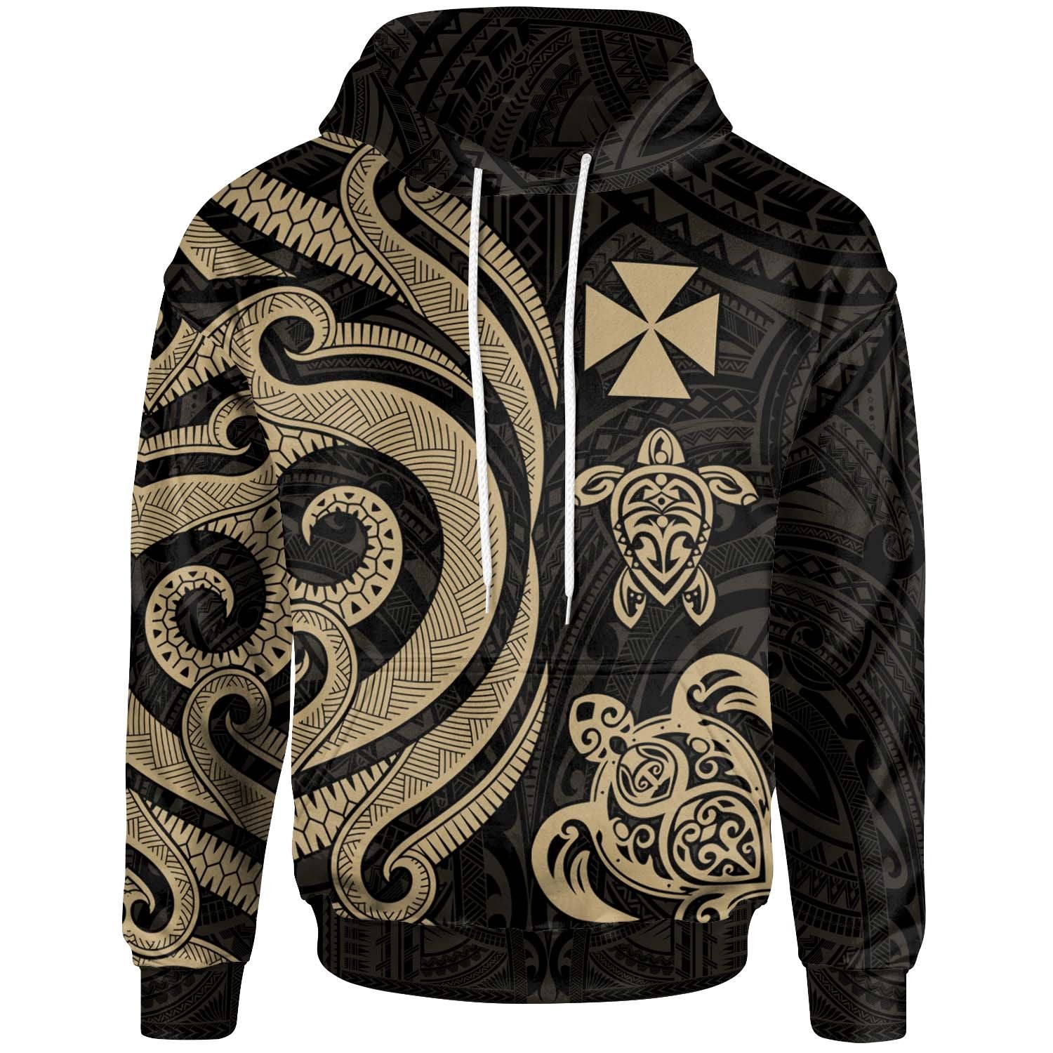 Wallis and Futuna Hoodie Gold Tentacle Turtle Unisex Gold - Polynesian Pride