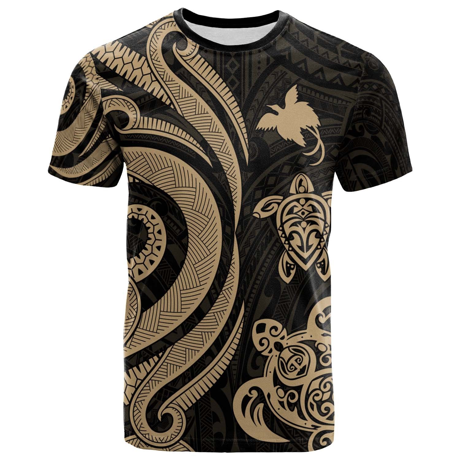 Papua New Guinea T Shirt Gold Tentacle Turlte Unisex Art - Polynesian Pride