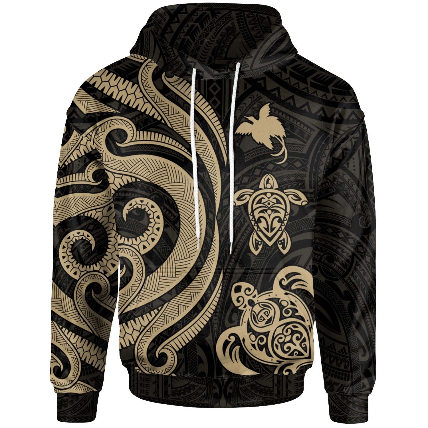 Papua New Guinea Hoodie Gold Tentacle Turtle Unisex Gold - Polynesian Pride