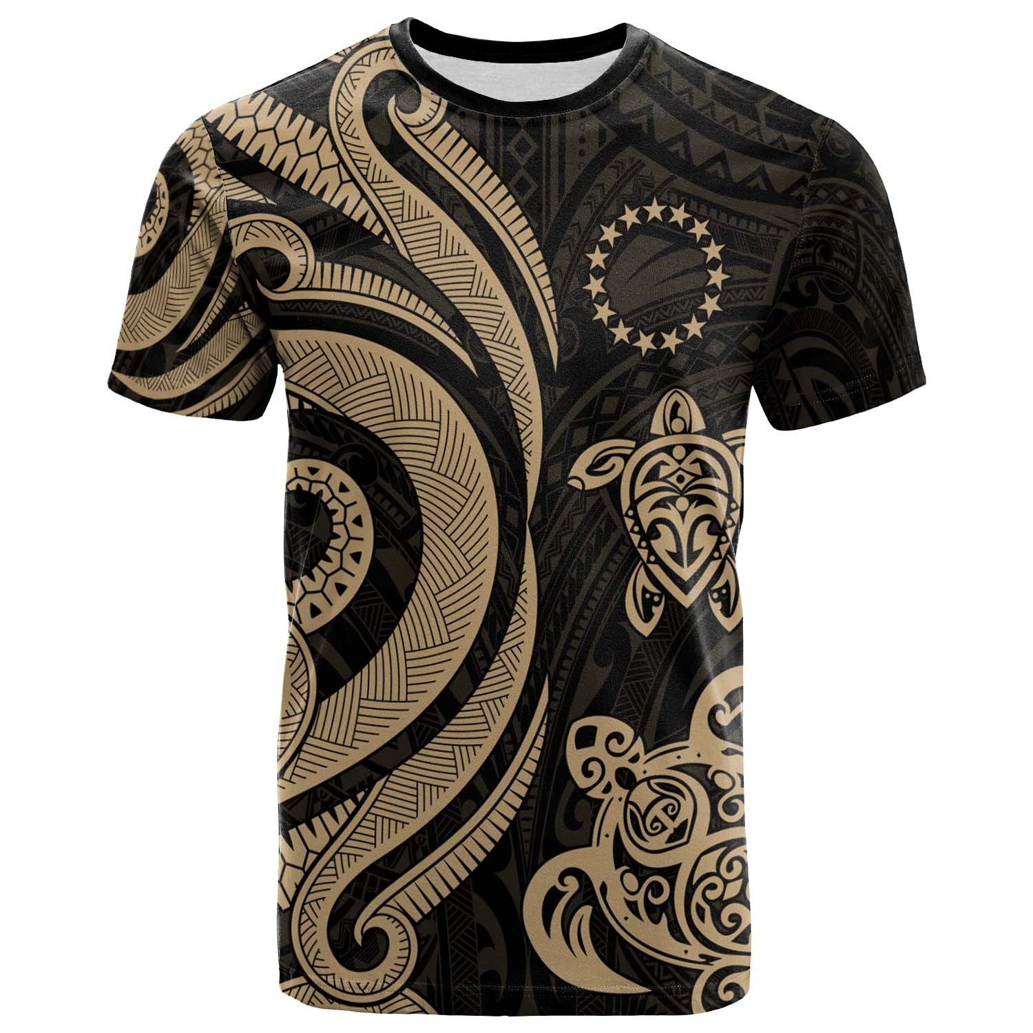 Cook Islands T Shirt Gold Tentacle Turlte Unisex Art - Polynesian Pride