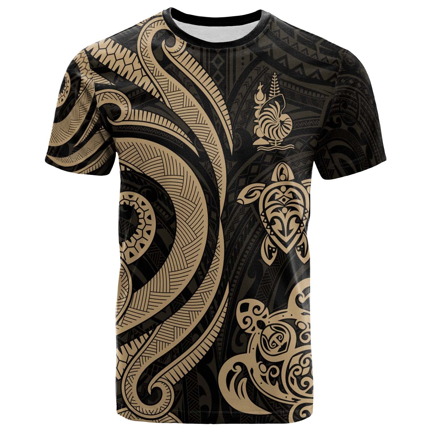 New Caledonia T Shirt Gold Tentacle Turlte Unisex Art - Polynesian Pride