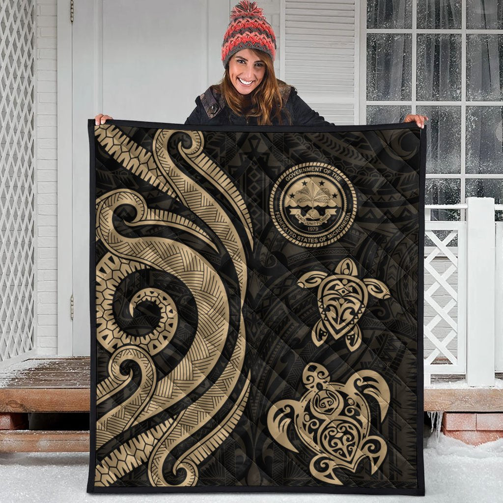 Federated States of Micronesia Premium Quilt - Gold Tentacle Turtle - Polynesian Pride