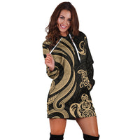 Vanuatu Women Hoodie Dress - Gold Tentacle Turtle - Polynesian Pride