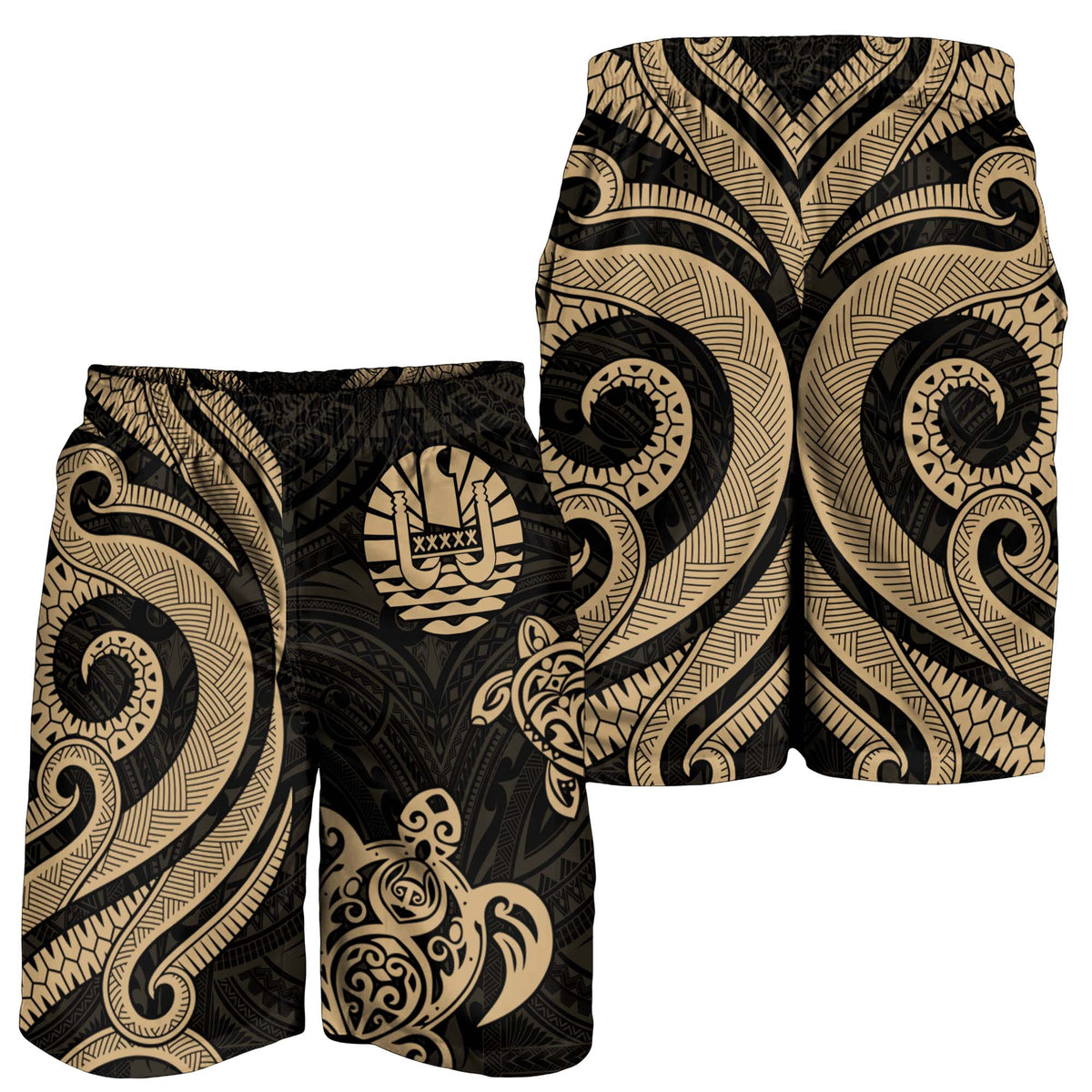 Tahiti Men's Short - Gold Tentacle Turtle - Polynesian Pride