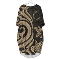 Cook Islands Batwing Pocket Dress - Gold Tentacle Turtle Women Gold - Polynesian Pride