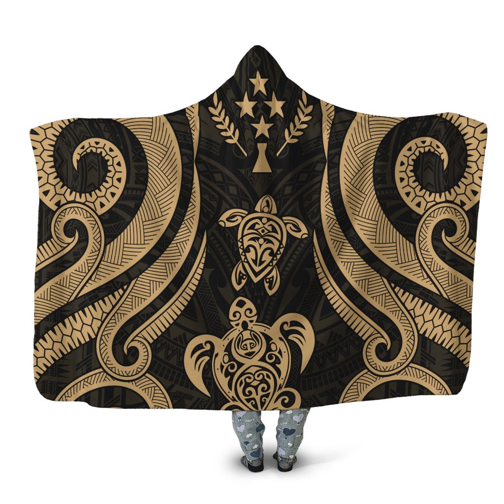 Kosrae Hooded Blanket - Gold Tentacle Turtle Hooded Blanket Gold - Polynesian Pride