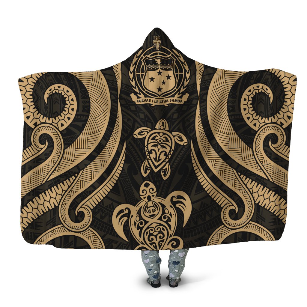 Samoa Hooded Blanket - Gold Tentacle Turtle Hooded Blanket Gold - Polynesian Pride