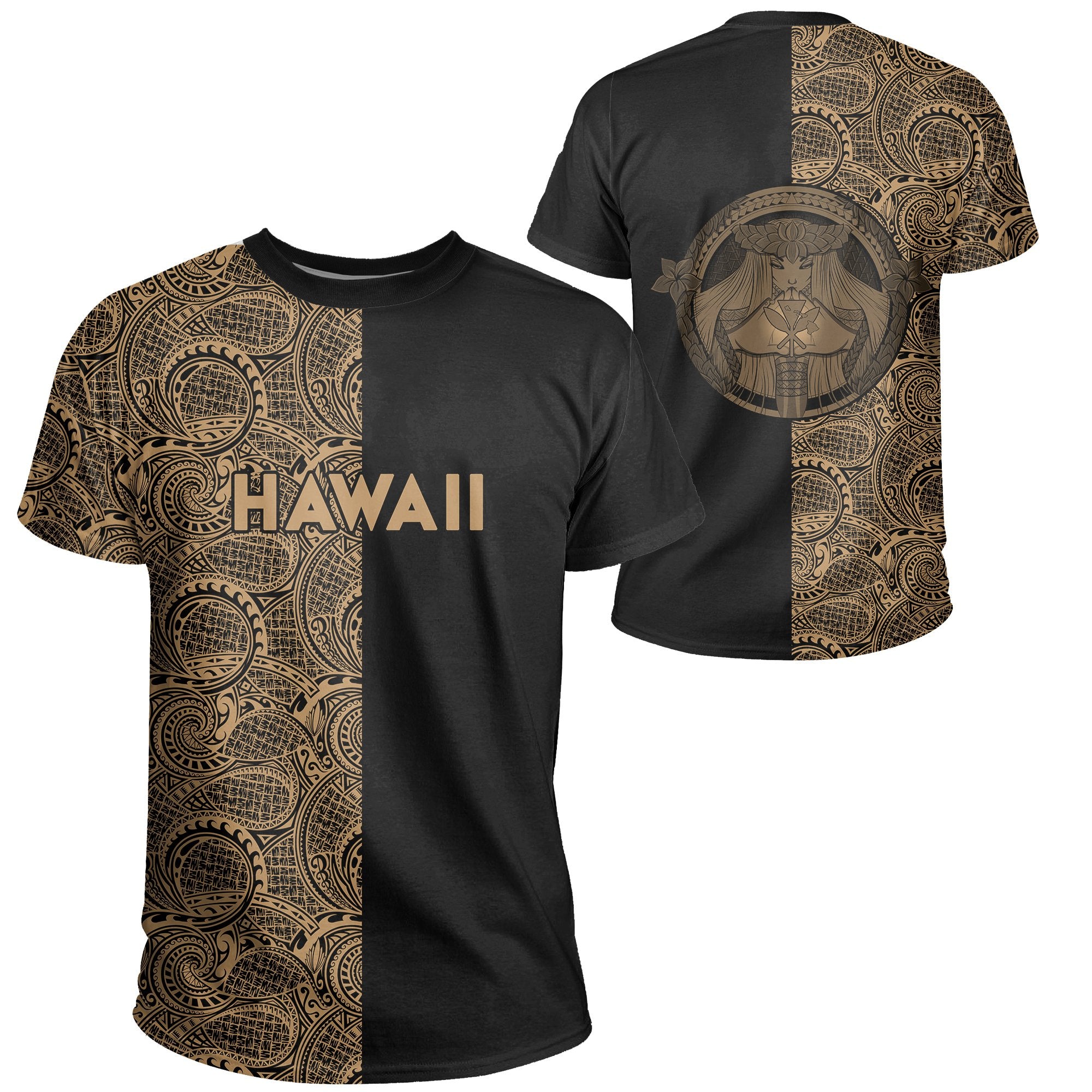 Hawaiian Polynesian Pele Kanaka T shirt The Half Gold Unisex Gold - Polynesian Pride