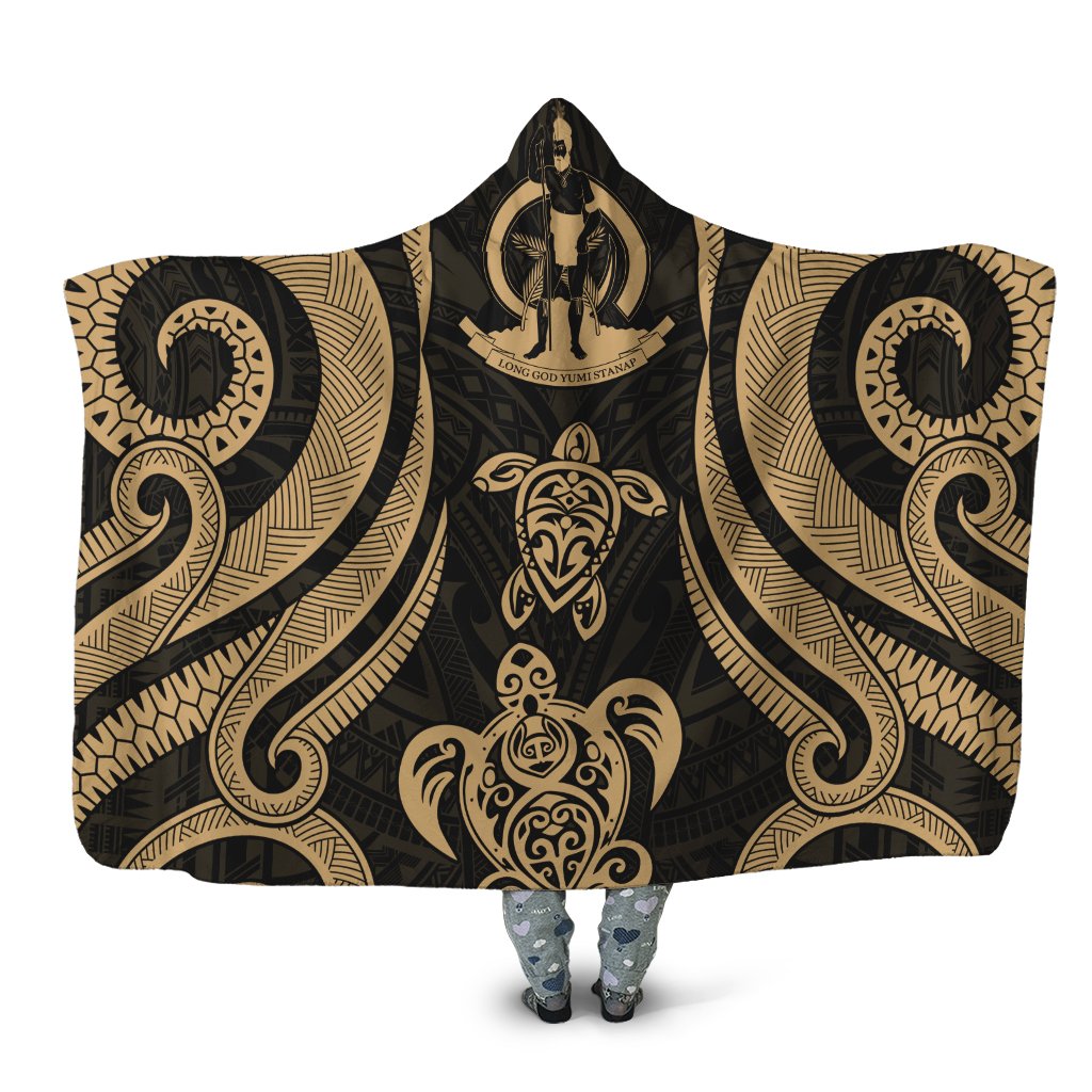 Vanuatu Hooded Blanket - Gold Tentacle Turtle Hooded Blanket Gold - Polynesian Pride