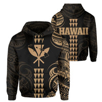 Kanaka Map Polynesian Kakau Hoodie Gold Unisex Gold - Polynesian Pride