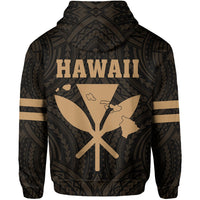 Polynesian King Kanaka Map Seal of Hawaii Zip Hoodie Gold - Polynesian Pride