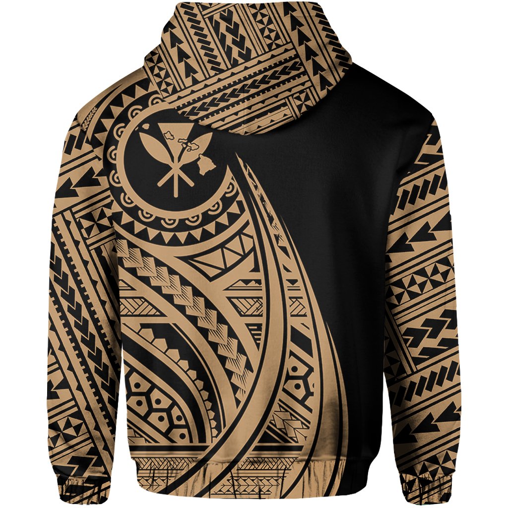 Hawaii Kanaka Polynesian Hoodie Tatoo Style Gold - Polynesian Pride