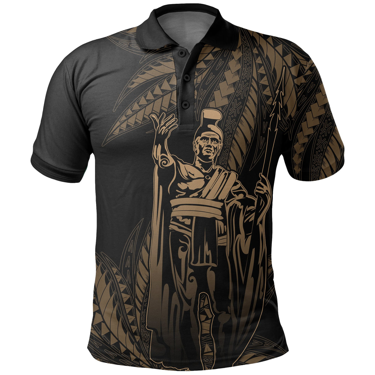 Hawaii King Polynesian Polo Shirt Durk Style Gold - Polynesian Pride