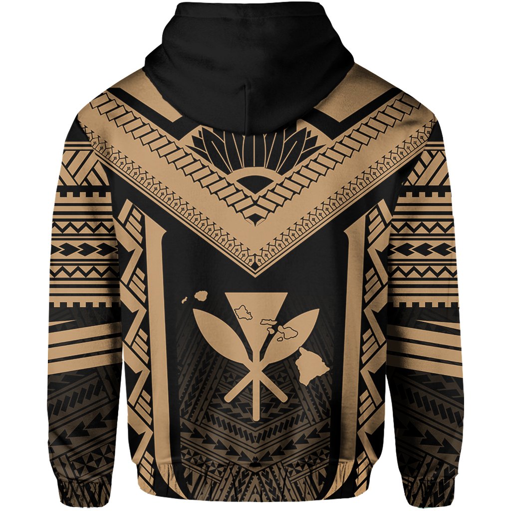 Hawaiian Kanaka Polynesian Zip up Hoodie Active Gold - Polynesian Pride