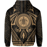 Polynesian Kakau Kanaka Turtle Map Hawaii Zip Hoodie Circle Style Gold - Polynesian Pride