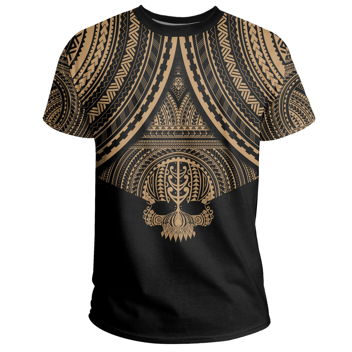 Skull Circle Polynesian T Shirt Gold Skull Style - Polynesian Pride