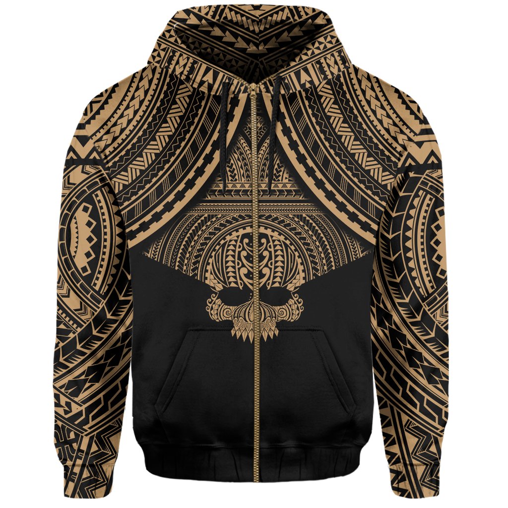 Polynesian Skull Hawaii Zip Hoodie Gold Circle Style - Polynesian Pride