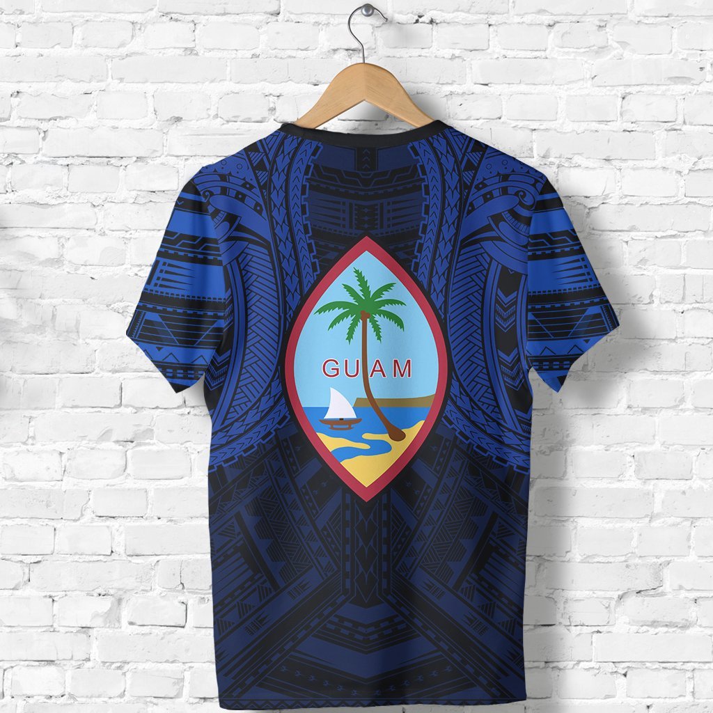 Guam Spirit T Shirt Guam Coat of Arms Polynesian Tattoo (Blue) - Polynesian Pride